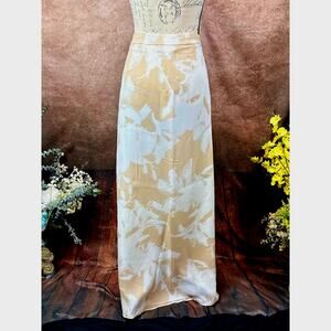 Socapri 100% Silk Maxi Skirt Brown White Floral size 46 Italian (10 us)